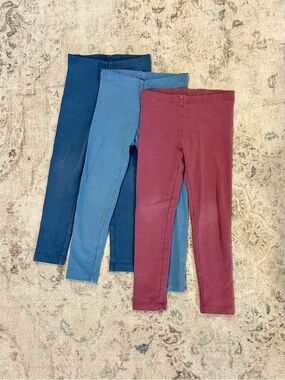 Tea Collection leggings trio - blue and purple/mauve